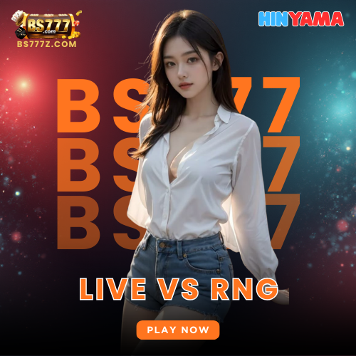 Bahagian skrin yang menunjukkan live casino BS777 di satu sisi dan RNG casino di sisi lain